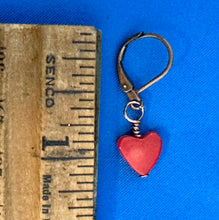Load image into Gallery viewer, Red Coral Heart Earrings
