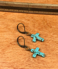 Load image into Gallery viewer, Turquoise Cross Earrings
